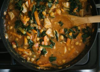 The Creamiest, Quickest Coconut Chicken Chickpea Curry