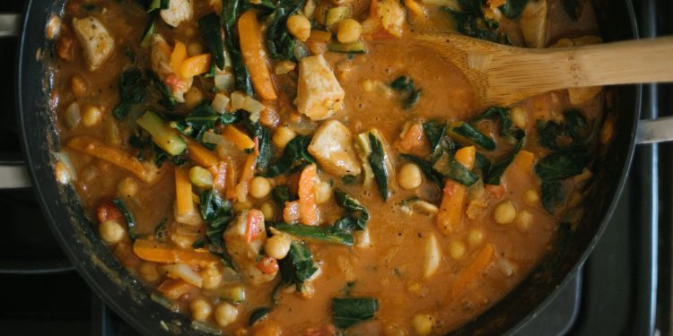 The Creamiest, Quickest Coconut Chicken Chickpea Curry